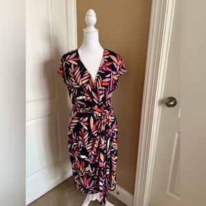 Maggy London Wrap Stretch Leaf Dress- Size US 12